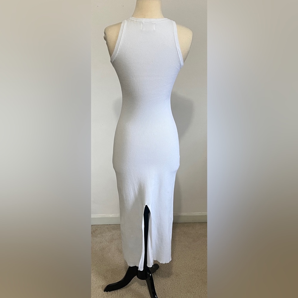 DISSH White Ribbed Sleeveless Maxi Dress Cotton Stretch Size M - Picture 5 of 9